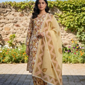 Eid Collection 3 Pcs Women's Stitched Cotton Lawn Printed Suit