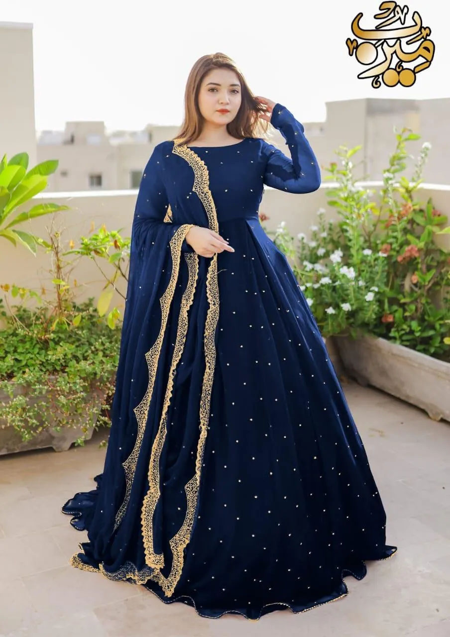 3 Pcs Women's Stitched Chiffon Embroidered Suit