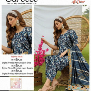 3 Pcs Women's Unstitched Digital Print Suit