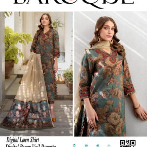 3 Pcs Women's Unstitched Printed Embroidered Suit