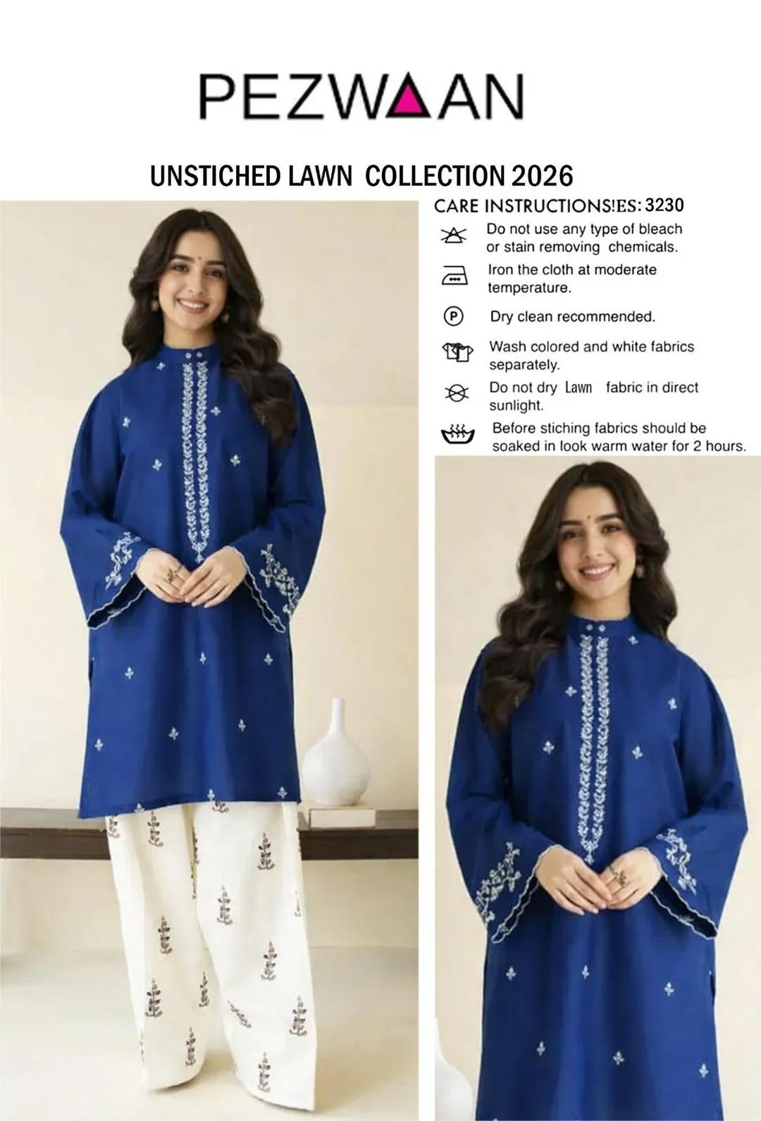 2 Pcs Women's Unstitched Embroidered Suit