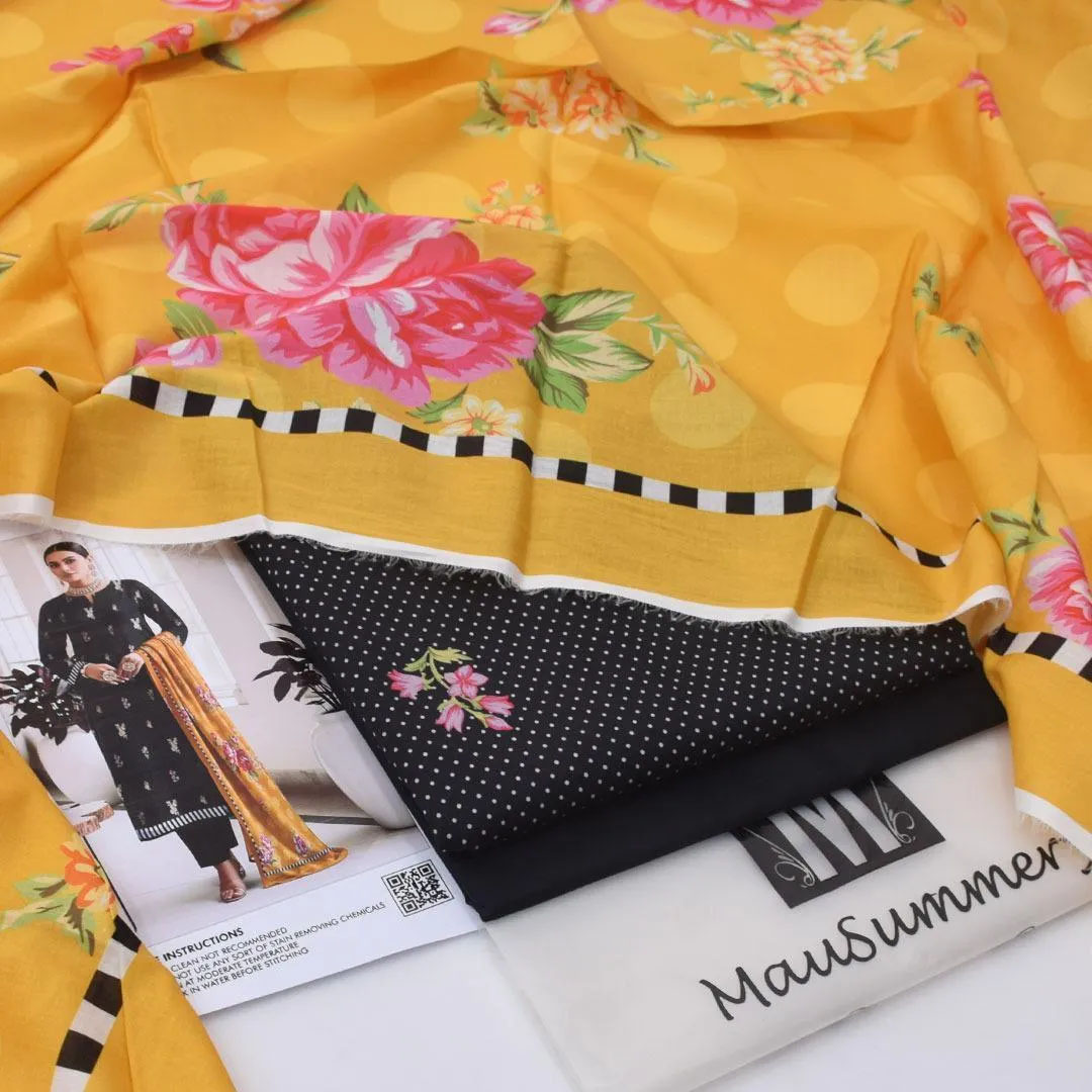 3 Pcs Women's Unstitched Printed Suit