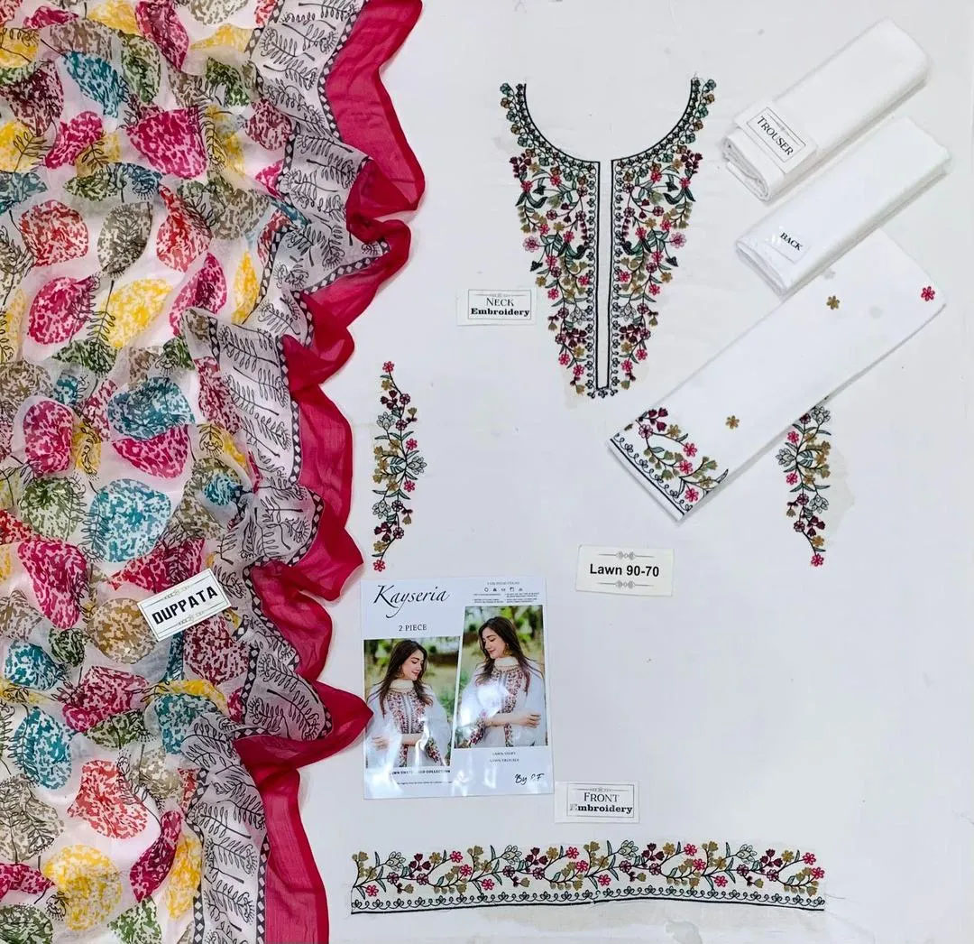 3 Pcs Women's Unstitched Embroidered Suit - Image 3