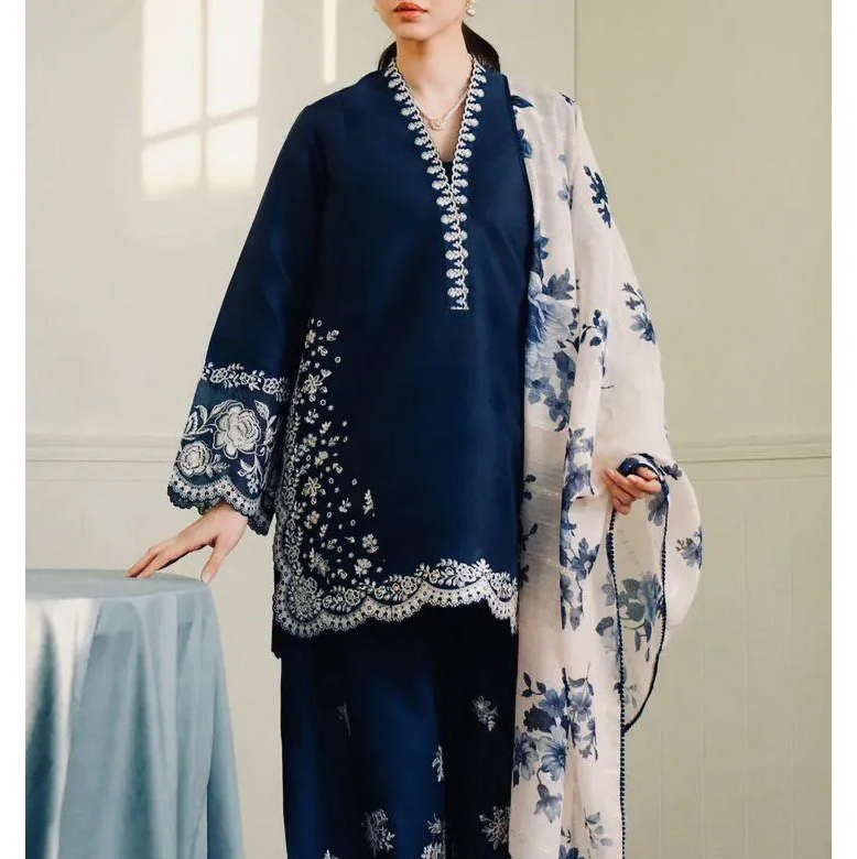 3 Pcs Women's Unstitched Embroidered Suit