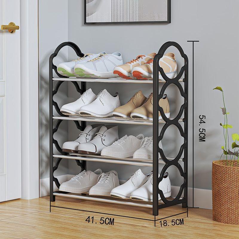 4-Layer Durable Compact Black Shoe Rack - 1 Pc for Long-Lasting Use