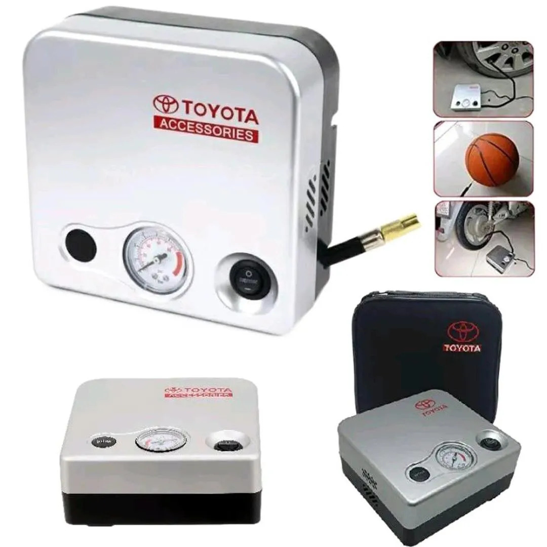 Toyota Tire Inflator - DC 12V 80PSI Air Compressor with 3 High-Flow Nozzles & Adaptors (AC595)