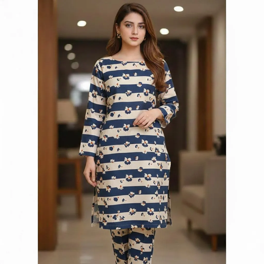 2 Pcs Women's Unstitched Printed Suit