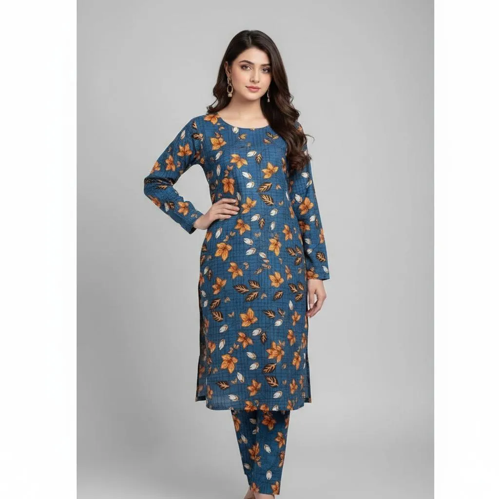 2 Pcs Women's Unstitched Printed Suit