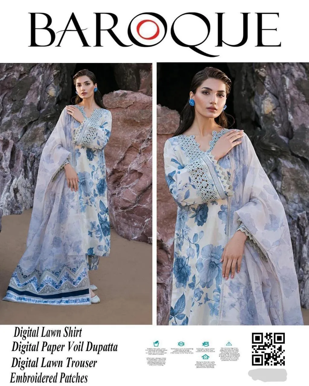 3 Pcs Women's Unstitched Printed Embroidered Suit