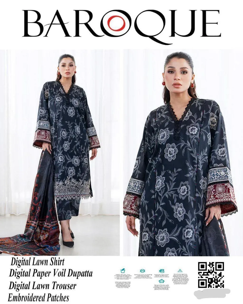 3 Pcs Women's Unstitched Printed Embroidered Suit