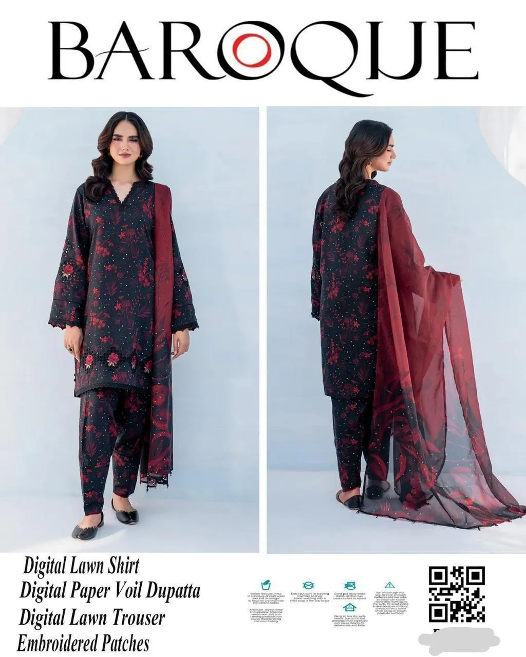 3 Pcs Women's Unstitched Printed Embroidered Suit