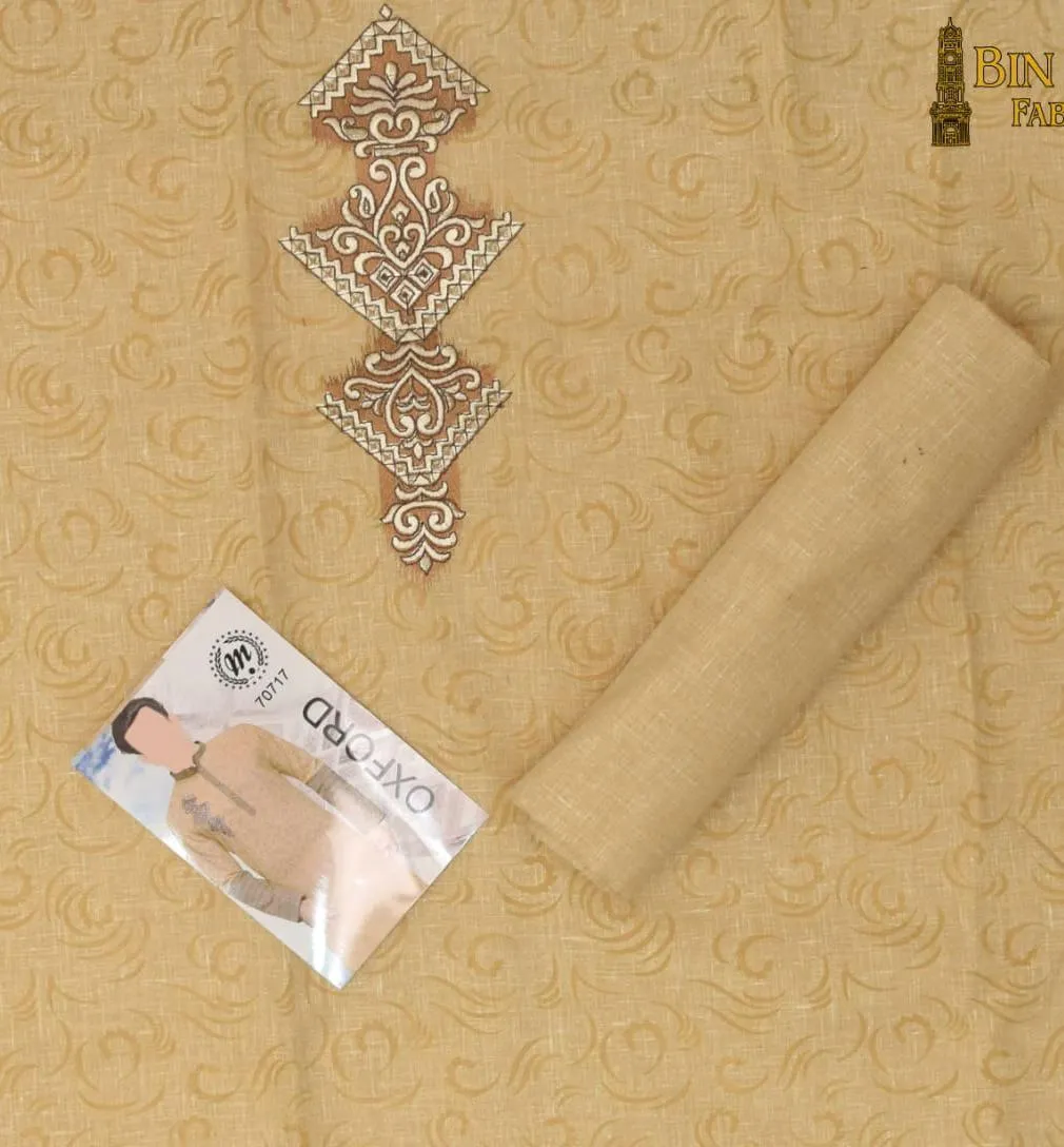 Men’s Unstitched Cotton Embroidered Suit