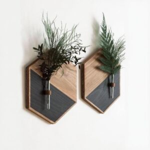2 Pcs MDF Wall Planters Black Brown 9x8x2"