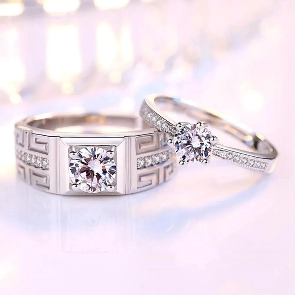 Friendship Silver Plated Crystal Couple's Ring