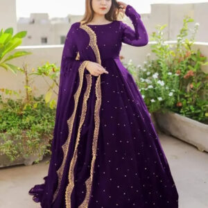 Luxury Chiffon Pearls Work Maxi Dress 3 Pcs