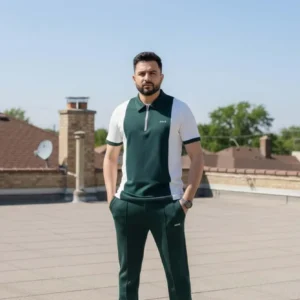 2 Pcs Men's Premium Collar Track Suit Set