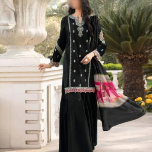 3 Pcs Women's Unstitched Embroidered Suit